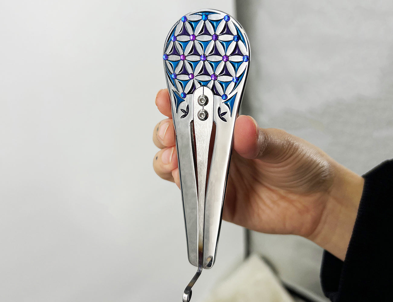 Jaw harp "FLOWER OF LIFE" with filling and rhinestones