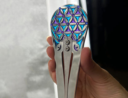 Jaw harp "FLOWER OF LIFE" with filling and rhinestones